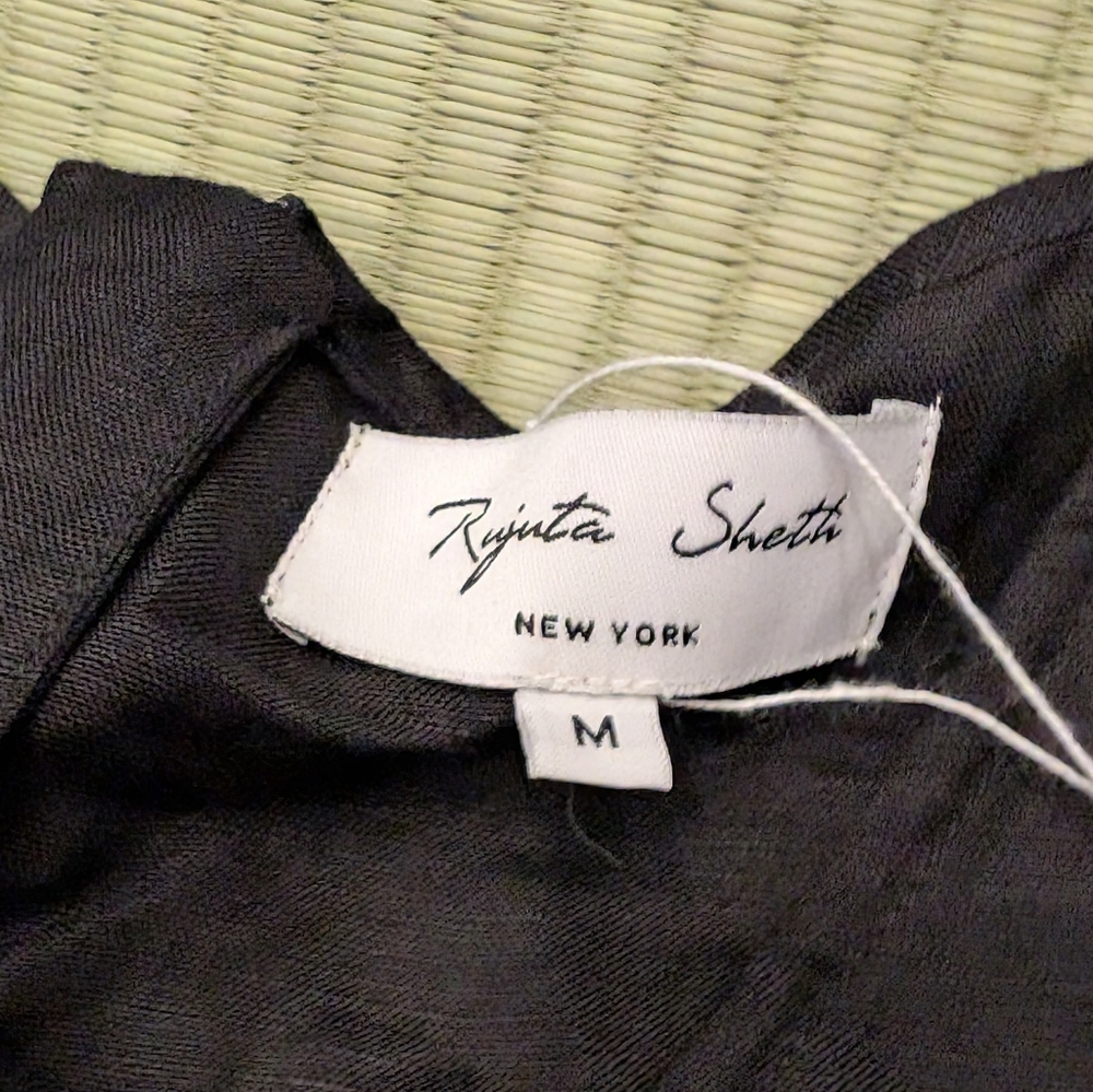 NWT Rujuta Sheth Viscose Linen Wrap Jumpsuit Black Women's Size Medium - Picture 3 of 8